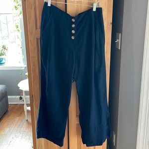 New Loft Navy Blue High Waisted Linen Pants, M